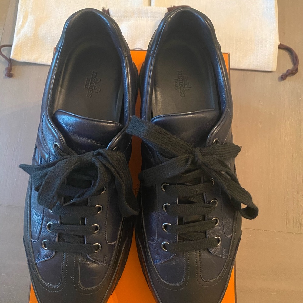 Hermès size 43 black leather shoes men’s - Picture 2 of 7